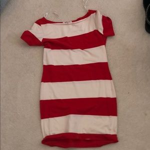 Red and white striped body con